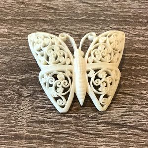 Vintage Intricately Carved Celluloid Butterfly Pin/Brooch 1 1/2" Long